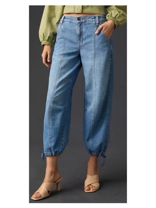 Pilcro Denim - Anthropologie Pilcro Light Blue Distressed Boyfriend Jogger Tie at Ankle Jeans